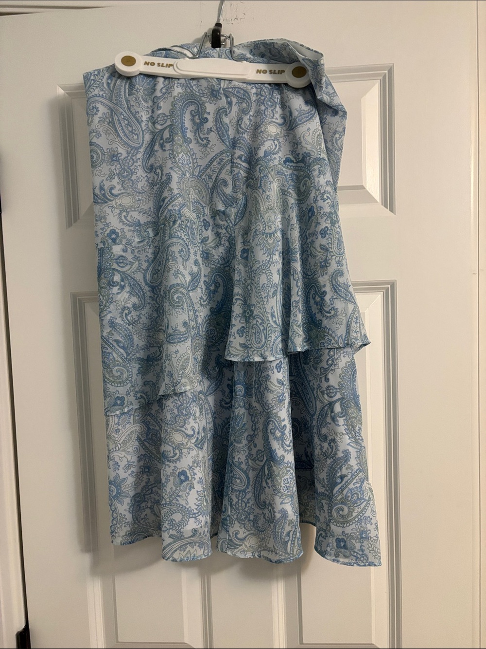 Ann Taylor Blue Paisley High-Low Tiered Skirt